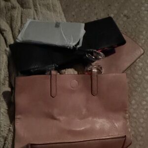 Montana West Rose Taupe Shoulder Tote with Front Pocket